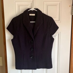 Coldwater Creek Purple Short-Sleeve Textured Blazer